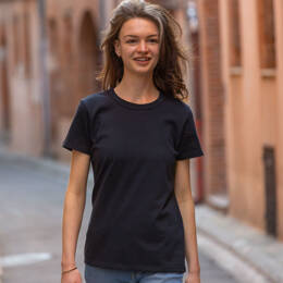 T-shirt Femme Noir Col Rond en 100% Coton Bio - Brienne