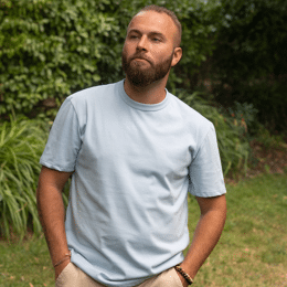 T-shirt Homme Bleu Cocagne Col Rond en 100% Coton Bio - Augustin