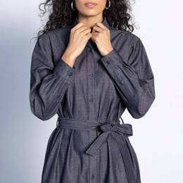 Robe Annie Chambray Coton Bio Bleu Brut