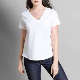 T-shirt Maelle col V blanc manches courtes