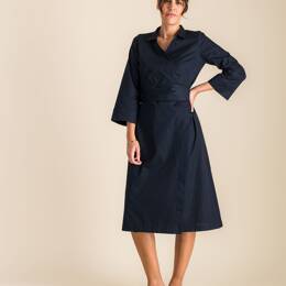 Robe portefeuille mi-longue ceinturée en coton AVA