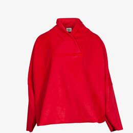 Pull Col Châle Long Polaire Rouge