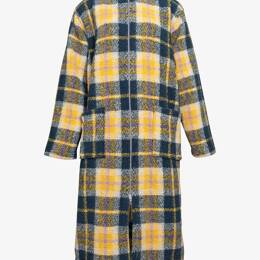 Manteau Carré Tartan Jaune Marine Violet