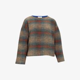 Pull Ample Moucheté Kaki Bleu