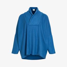 Pull Col Châle Long Polaire Bleu