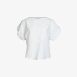 Top Manches Revers Lin Viscose Blanc