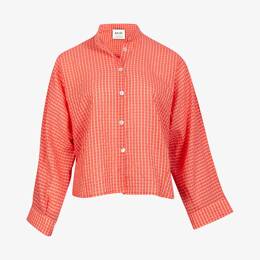 Chemise Nehru Carreaux Corail