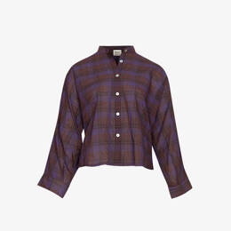 Chemise Nehru Carreaux Violet