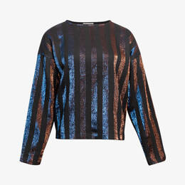 Pull Ample Reflets Bleus & Bronze Rayé