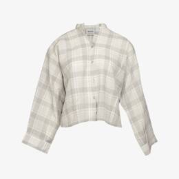 Chemise Nehru Carreaux Gris/blanc