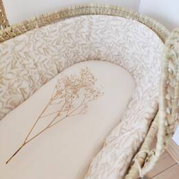 Couffin double gaze de coton BIO "Branchages" beige et blanc cassé