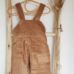 Salopette bébé / enfant "Sam" coton BIO en velours côtelé noisette