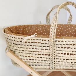 Couffin "fleurs de cannelle" camel et blanc et double gaze de coton BIO