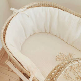 Tour de couffin bébé en double gaze de coton BIO écru