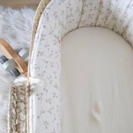 Tour de couffin "Eglantine" en double gaze de coton BIO écru