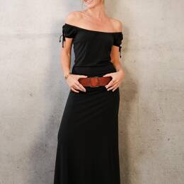 Robe longue col Bardot Myrtille