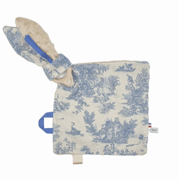 Doudou d’éveil - Toile de Jouy Lin & Bleu