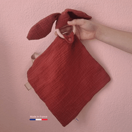 Doudou lapin personnalisable · Lange double gaze Terracotta