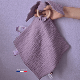 Doudou lapin Personnalisable · Gaze de coton Violet