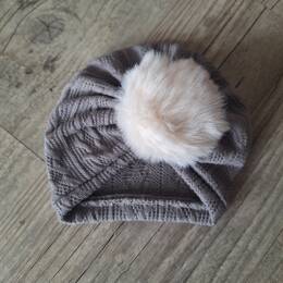 Turban pompon en tissu maille de coton façon tricot jacquard 9 couleurs