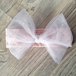 Bandeau – Jersey Ajouré Broderie Anglaise – Nœud XXL Tulle – Oeko-Tex