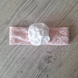 Bandeau Bébé – Jersey Ajouré Broderie Anglaise – Nœud ou Rose de Tissu – Oeko-Tex