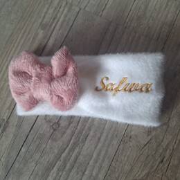 Bandeau nœud personnalisé avec prénom brodé en tissu Polaire alpine douce Oeko-Tex