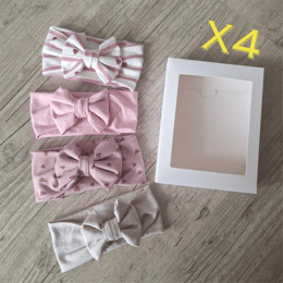 LOT: 4 Bandeaux NOEUD, couleurs au choix en jersey extensible, Quantité limitée