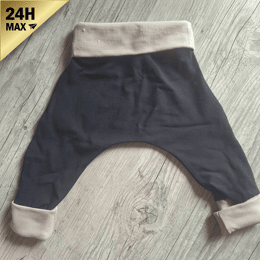 Sarouel jersey coton noir et beige – 0/3 mois – Expédié sous 24h