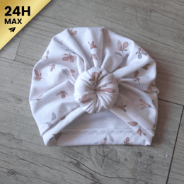 Turban buns jersey coton aquarelle fleurs – 3/6 mois – Expédié sous 24h