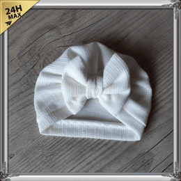 Turban nœud blanc cassé maille mi-saison – 0/3 mois – Expédié sous 24h