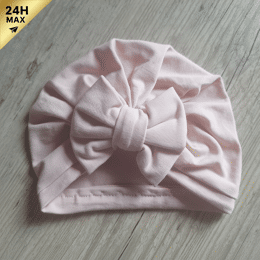 Turban noeud jersey extensible rose podré – Naissance/Maternité – Expédié sous 24h