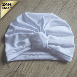 Turban simple jersey extensible blanc – Naissance/Maternité – Expédié sous 24h