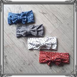 Bandeau nœud pois en jersey extensible 4 couleurs