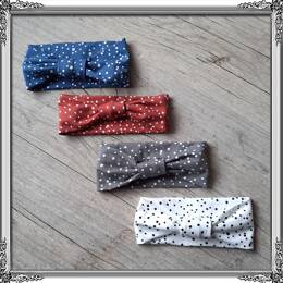 Bandeau simple pois en jersey extensible 4 couleurs