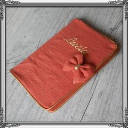 Protège carnet de santé personnalisé en tissu gaze de coton avec Prénom et/ou Date de naissance