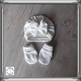 Turban noeud + moufles en tissu minky extensible doux et chaud: 10 couleurs