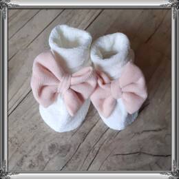 Chausson bébé noeud fille en tissu maille 10 couleurs