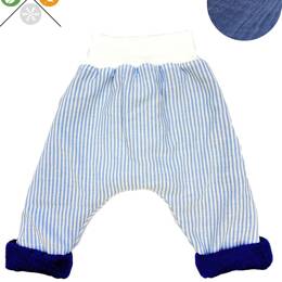 Sarouel léger gaze de coton Rayé bleu x Indigo