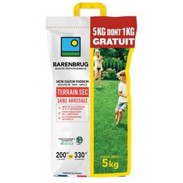 Gazon terrain sec sans arrosage Barenbrug 5 kg dont 1 Kg OFFERT