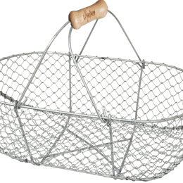 Panier de récolte artisanal tressé fil de fer
