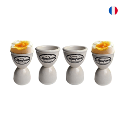 Ensemble de 4 Coquetiers en grès blanc Manufrance