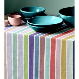 Nappe point de bourdon 170x170 cm  EZE Ecru/Amande Vert de Gris
