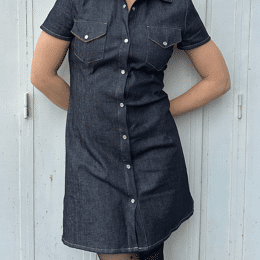 Robe en jean manches courtes