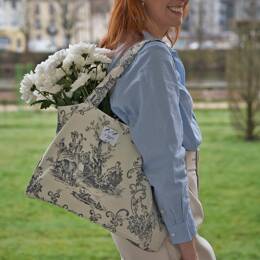 Sac Lucien toile de Jouy bleue