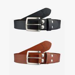 Pack de 2 ceintures en cuir noir / cognac Vertical