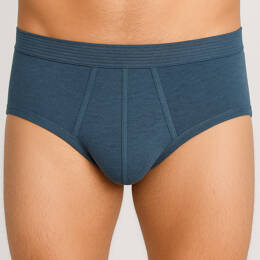 Slip ouvert homme uni en coton bleu