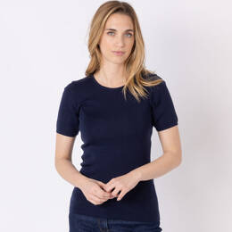 Tee-shirt thermique femme en laine merinos bleu marine