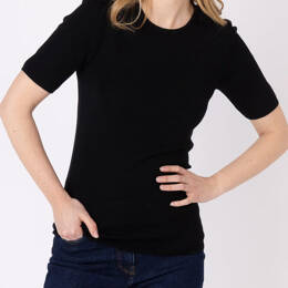 Tee-shirt thermique femme en laine merinos noir
