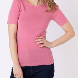 Tee-shirt thermique femme en laine merinos rose fard